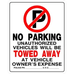 Hillman English White No Parking Sign 19 in. H X 15 in. W - Case of 6