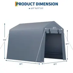 Carport Heavy Duty Tent, Outdoor Storage Shed with Roll-up Windows, Waterproof Tarp, Portable Garage with Ventilated Zipper Door, Storage Sheds