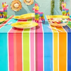 Sparkle and Bash 3 Pack Feliz Cumplea&ntilde;os Fiesta Birthday Disposable Parties Table Cloth Cover, 54 x 108 in