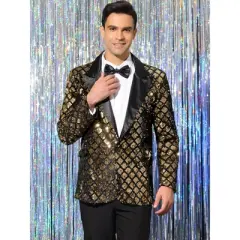 Lars Amadeus Men's Prom Party Shiny Sequin Tuxedo Blazer