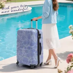 3-Piece Floral Hardshell Luggage Set with TSA Lock & Spinner Wheels - 20&rdquo;+24&rdquo;+28&rdquo; Lightweight Suitcases - ModernLuxe
