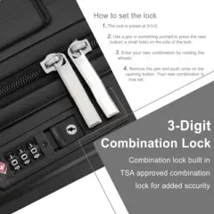 Syemin Bag and Luggage Sets 20-Inch Hardshell Carry-On Luggage, Lightweight Durable ABS Suitcase with Spinner Wheels, Black, 13.8"*21.5"*8.3"