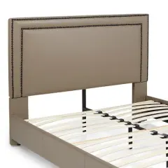 Glenwillow Home Baffin Faux Leather Upholstered Headboard in Taupe, Full/Queen Size