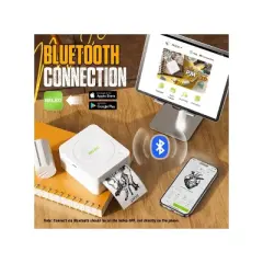 Nelko PM230 Portable Bluetooth Sticker Printer White with 2pk 54mmx3.5m White Rolls
