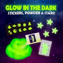 Original Stationery Galaxy Slime Kit, Fun Slime Set with Glow in The Dark Stickers and Glow in the Dark Powder to Make Glitter Slime