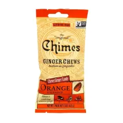 Chimes Ginger Chews Orange Flavor Real Ginger 1.5 Oz. (Pack of 6)