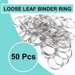 Unique Bargains Staple Book 30mm Outer Diameter Loose Leaf Ring Keychain Metal Binder Clips 1.2" Silver 50 Pcs