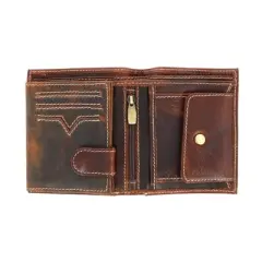 CTM Men's Oil Pull Up Leather Euro Bifold Wallet