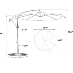 DSVIMOY Patio Umbrellas, Outdoor Umbrella with Adjustable Tilt, 8 Ribs Market Umbrella with Polyester Shade, Orange, 115.75"*98.43"*115.75"
