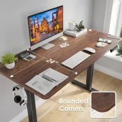 Lirago Brown Electric Standing Desk 48x24 Splice Board Carbon Steel Frame 170LB Capacity Height Adjustable