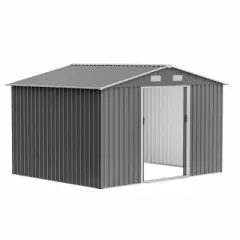 LOVSON 10X8 FT Outdoor Storage Shed, Metal Foundation & Lockable Doors, Tool Shed for Garden, Patio, Backyard, Lawn, Grey