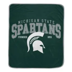 NCAA Michigan State Spartans Vintage Arch Block Flannel Fleece Blanket: Plush Sports Throw
