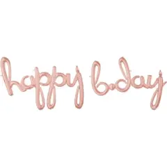 LOONBALLOON 76 Inch Happy BDay Rose Gold Air-Fill Script Phrase Balloon &ndash; Elegant Birthday Party Decoration