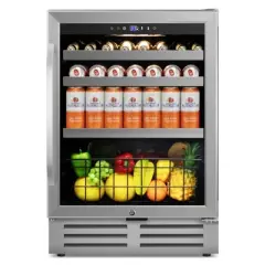 Hooure 24in Beverage Refrigerator Cooler Under Counter, 180-Can Capacity
