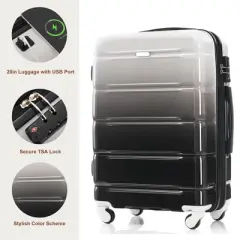 Luggage Set, 20+24+28 inch Hard Shell Suitcase with USB Port and Spinner Wheels -ModernLuxe