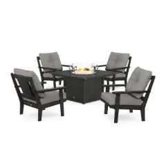 POLYWOOD 6pc Prairie Deep Seating Outdoor Patio Firepit Furniture Set