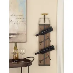 Industrial Wood Wall Wine Rack Brown - Olivia & May