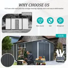 9&times;11 FT Outdoor Storage Shed with Triple Wide-Access Doors, All-Weather Utility Tool Shed with 4 Vents & Lockable Latch