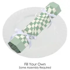 Big Dot of Happiness Sage Green Checkered Party - No Snap Party Table Favors - DIY Cracker Boxes - Set of 12