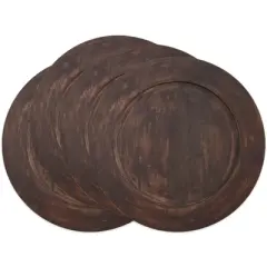 Saro Lifestyle Wood Charger, 13" &Oslash; Round, Brown (Set of 4)