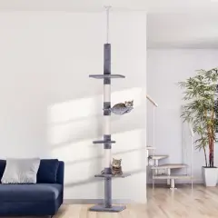 PawHut 9' Adjustable Height Floor-To-Ceiling Vertical Cat Tree