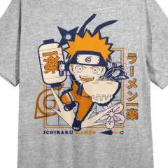 Naruto Shippuden Naruto With Ichiraku Ramen Crew Neck Short Sleeve Athletic Heather Women's Night Shirt