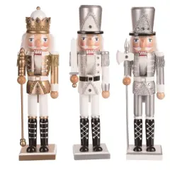 Transpac Wood Glitz Nutcracker Figurine Set of 3 Colorful Decorative Nutcrackers for Christmas Tabletop Decor
