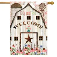 Barn In Bloom Primtive House Flag 28 x 40 Briarwood Lane