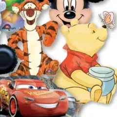 LoonBalloon 14 Inch Cartoon Character Stick Value pack Balloons (16 Pack) - Pre-Inflated