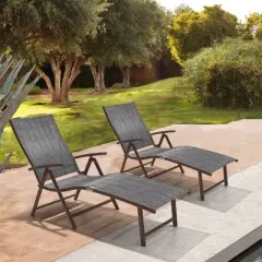 2pc Outdoor Aluminum Adjustable Chaise Lounges - Crestlive Products