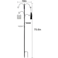Bird Feeding Station Multi Feeder Hanging Kit with Suet Cage and Bird Bath Black 75.6 in Height