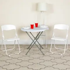 Emma and Oliver 2 Pack Commercial Event Plastic Folding Chair with Ganging Brackets