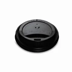 Vegware Lid for 8 oz Hot Cups Black Compostable CPLA - Pack of 12