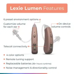 Lexie Lumen - Self-fitting OTC Hearing Aids for Adults and Seniors| Replaceable Batteries, Noise Reduction and Self-Fit Solution