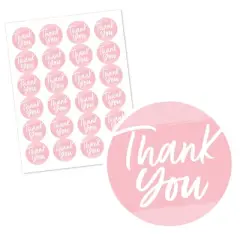 Big Dot of Happiness Pink Elegantly Simple - Guest Party Favors Circle Sticker Labels - 24 Count