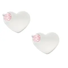 0.01 CT. T.W. Children's Pink Cubic Zirconia Heart Stud Earrings In Sterling Silver