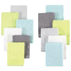 Hudson Baby Infant Boy Rayon from Bamboo Woven Washcloths 12pk, Gray Mint Lime, One Size