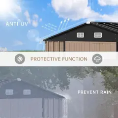 Acekool 10x12 Ft Outdoor Storage Shed, Large Galvanized Steel Tool Shed with Sliding Lockable Door & Sloped Ventilated Roof, Metal Utility Yard Shed