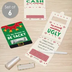 Big Dot of Happiness Ugly Sweater - DIY Assorted Holiday and Christmas Party Cash Holder Gift - Funny Money Cards - Set of 6