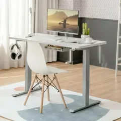 Costway Hand Crank Sit to Stand Desk Frame Height Adjustable Standing Base Black/Grey/White