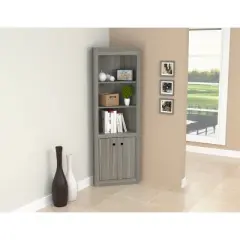 70.02" Corner Bookshelf Gray - Inval