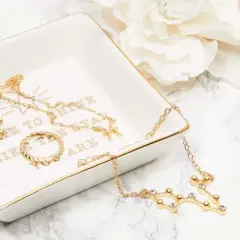 Zodaca 2 Piece Pisces Zodiac Necklace and Bracelet Jewelry Set for Women, Gold