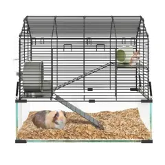3 Tiers Large Hamster Cages, with 4pcs Hamster Cages Accessories, Transparent Small Animal Habitat for Rodent, Guinea Pigs,Chinchilla, Amster