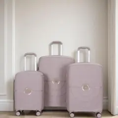 Gulches Hardshell Suitcase Double Spinner Wheels PP Luggage Sets Lightweight Durable Suitcase with TSA Lock,3-Piece Set (20/24/28) ,Gray