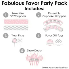 Big Dot of Happiness Pink Winter Wonderland - Holiday Snowflake Birthday Party and Baby Shower Cupcake Kit Fabulous Favor Party Pack 100 Pc
