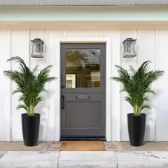 2PC Tall Round Tapered Planter, Indoor/Outdoor Self Watering Pots, Large Flower Pot Outdoor with Built-in Drainage and a Water Level for Home