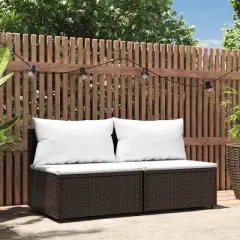 vidaXL Patio Middle Sofa Brown PE rattan Medium Modular