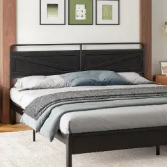 Wooden Panel Headboard, King Headboard, Minimalist Head Board with Metal Frame, Height Adjustable