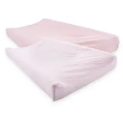 Touched by Nature Baby Girl Organic Cotton Changing Pad Cover, Barely Pink, One Size