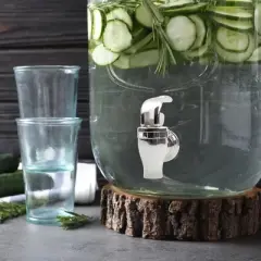 Cornucopia Brands Push Style Spigots for Beverage Dispenser Carafes, 2pk, Replacement Lever Spouts, Chrome Design Lock Open